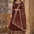 maroon embroidered silk blend anarkali salwar suit - free size