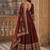 maroon embroidered silk blend anarkali salwar suit - free size