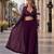purple embroidered faux georgette silk blend georgette salwar - free size