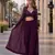 purple embroidered faux georgette silk blend georgette salwar - free size