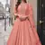 peach embroidered silk blend salwar suit