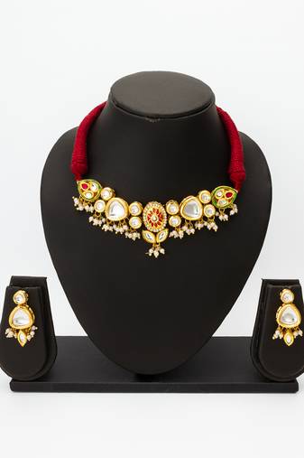 classic kundan pearl choker set