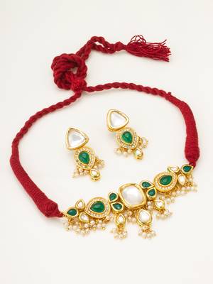 green kundan choker set 1