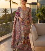 multicolor digital print crepe crepe salwar suit - free size