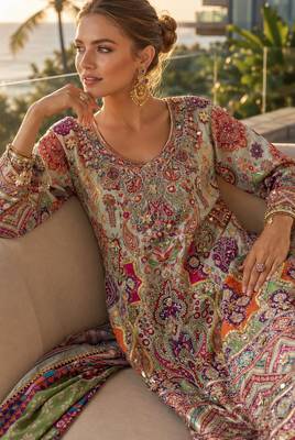 multicolor digital print crepe crepe salwar suit - free size 2