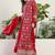 Saahmriga Red Chinon Stitched Top With lehenga and Dupatta 3/4 Sleeve Embroidered Lehenga Set