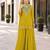 yellow embroidered silk blend chiffon salwar suit