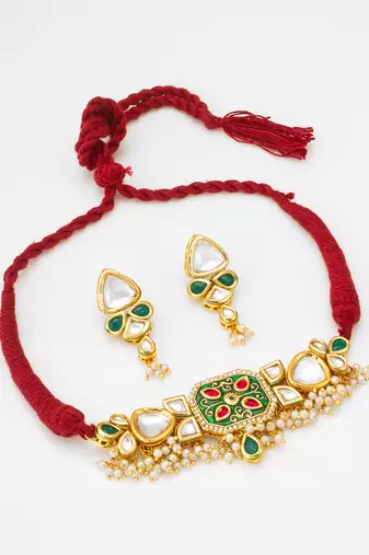 kundan pearl choker set