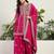 Saahmriga Pink Chinon Stitched Top With lehenga and Dupatta Full Sleeve Embroidered Kurta Palazzo Set
