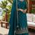 teal blue embroidered georgette silk blend georgette salwar