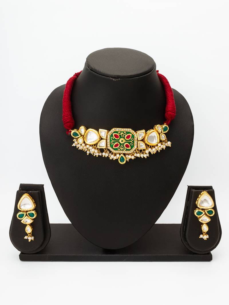 kundan pearl choker set
