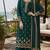 teal green embroidered georgette silk blend georgette salwar