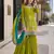 green embroidered silk blend chiffon salwar suit