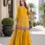 yellow embroidered silk blend chiffon salwar suit