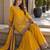 yellow embroidered silk blend chiffon salwar suit