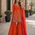 orange embroidered silk blend chiffon salwar suit
