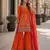orange embroidered silk blend chiffon salwar suit