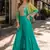 teal blue digital print silk blend indo western