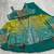 teal blue digital print silk blend indo western