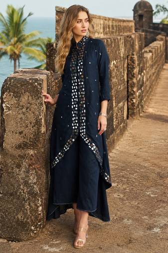 black mirror silk blend salwar suit