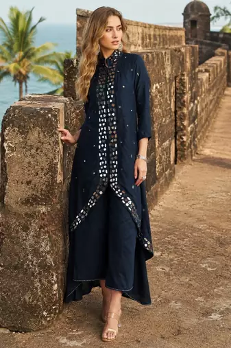black mirror silk blend salwar suit