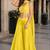 yellow sequins silk blend indo western - free size