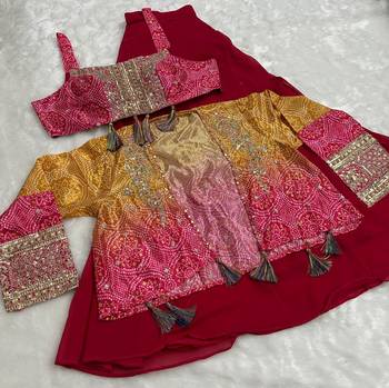magenta digital print silk blend indo western 2