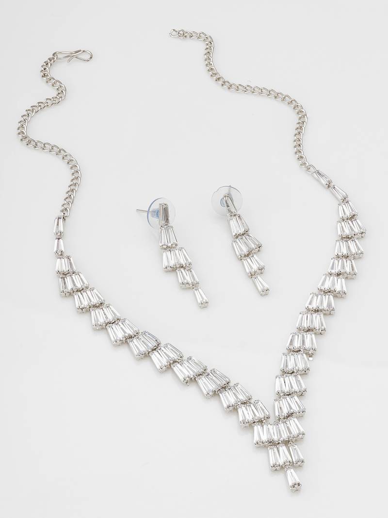 layered baguette ad necklace set