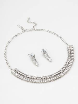 classic baguette ad necklace set 2