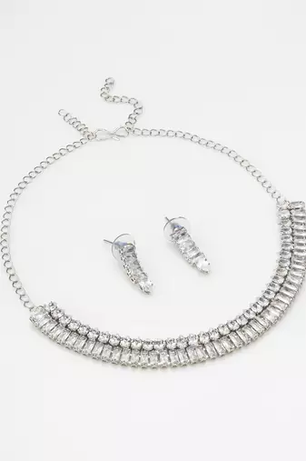 classic baguette ad necklace set