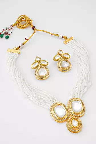 multi strand pearl kundan set