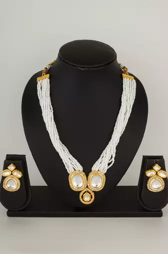 multi strand pearl kundan set