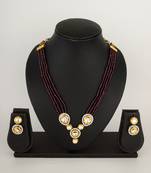maroon beaded kundan necklace set