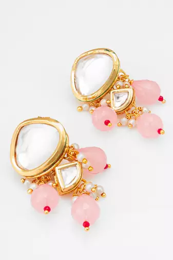 pink kundan necklace set