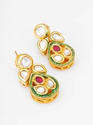 pearl kundan pendant necklace set 3