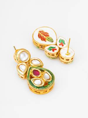 pearl kundan pendant necklace set 4