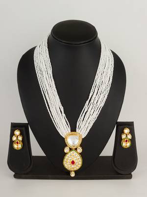 pearl kundan pendant necklace set 1
