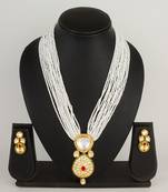 pearl kundan pendant necklace set