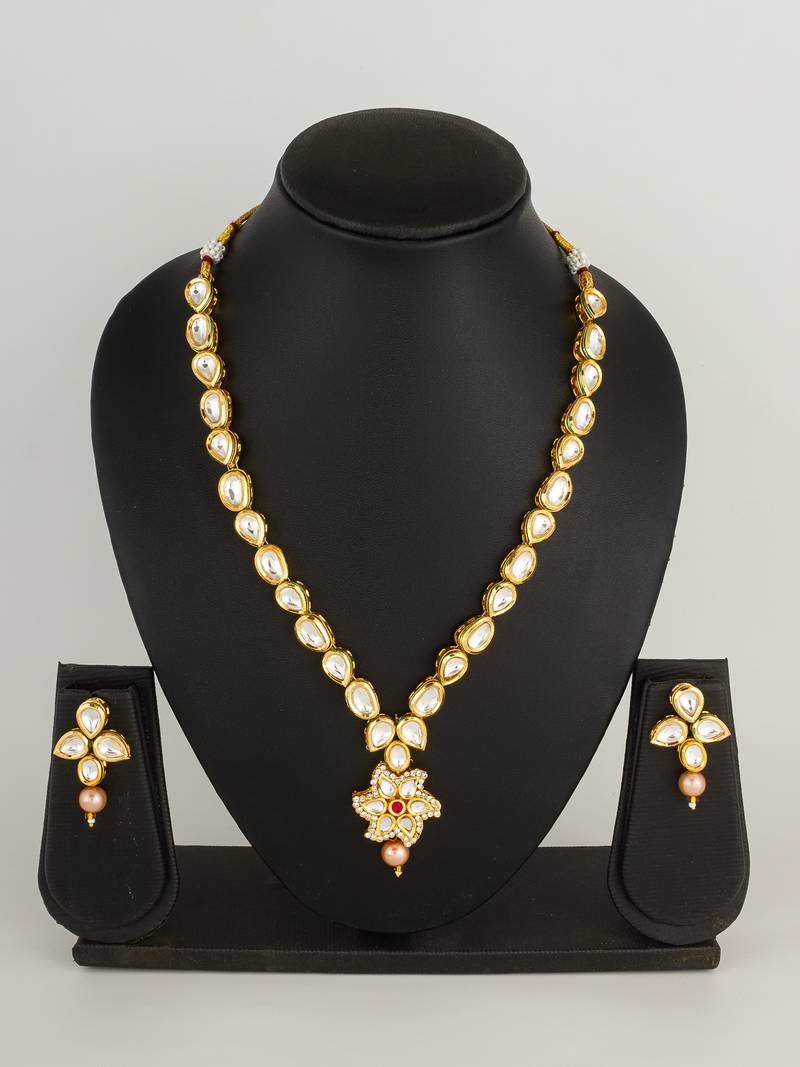 classic kundan drop necklace set