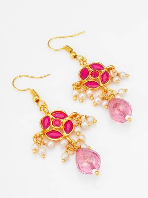 pink stone pearl necklace set 3