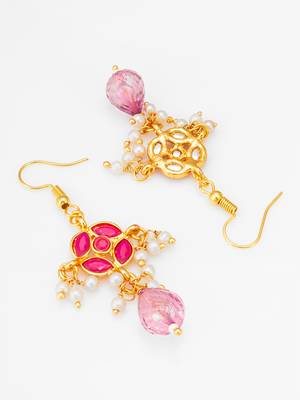 pink stone pearl necklace set 4