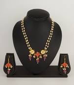 pink stone pearl necklace set