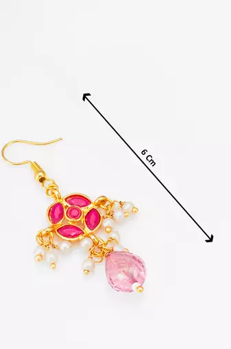 pink stone pearl necklace set