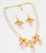 pearl rose stone necklace set