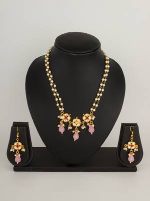 pearl rose stone necklace set 4