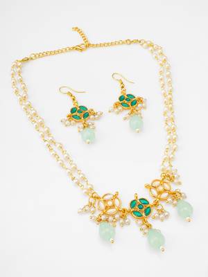 green stone pearl necklace set 2