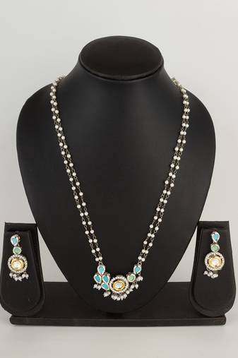 pearl kundan ad necklace set