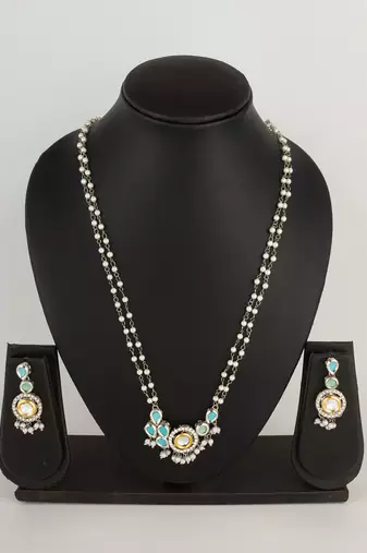 pearl kundan ad necklace set