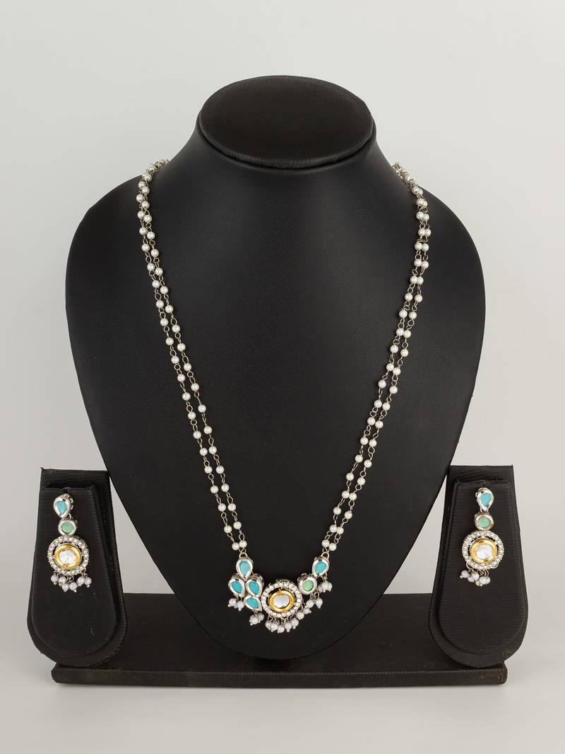 pearl kundan ad necklace set
