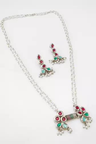 multicolor kundan ad necklace set